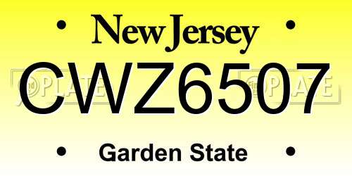 CWZ6507 New Jersey License Plate