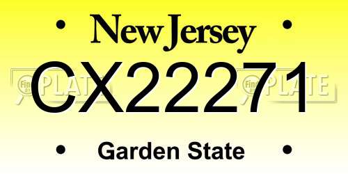 CX22271 New Jersey License Plate