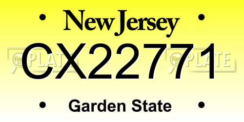 CX22771 New Jersey License Plate