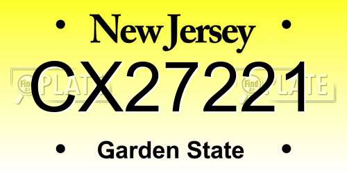 CX27221 New Jersey License Plate