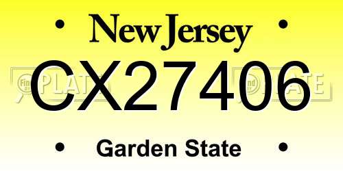CX27406 New Jersey License Plate