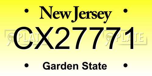 CX27771 New Jersey License Plate