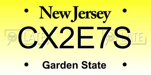 CX2E7S New Jersey License Plate