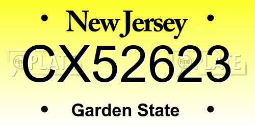 CX52623 New Jersey License Plate