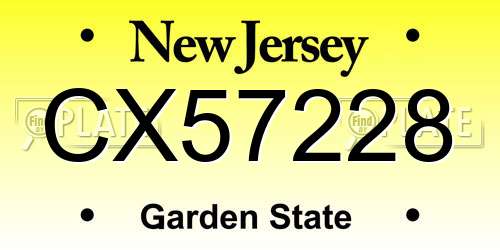 CX57228 New Jersey License Plate