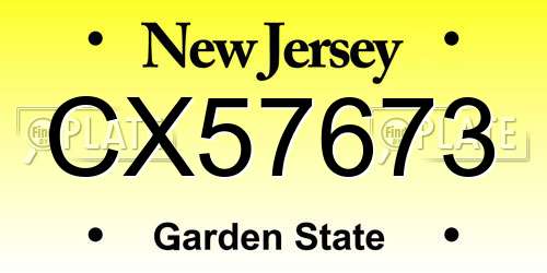 CX57673 New Jersey License Plate