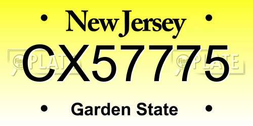 CX57775 New Jersey License Plate