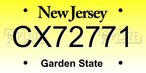 CX72771 New Jersey License Plate