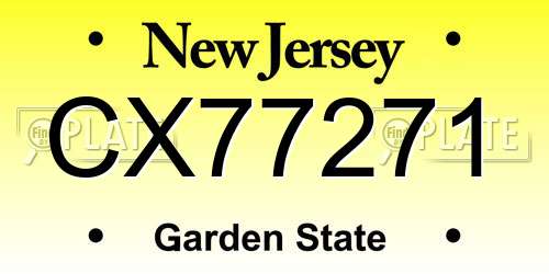 CX77271 New Jersey License Plate