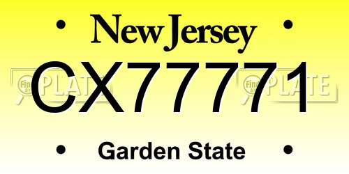 CX77771 New Jersey License Plate