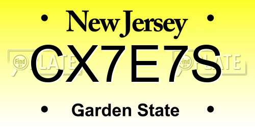 CX7E7S New Jersey License Plate