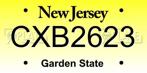 CXB2623 New Jersey License Plate