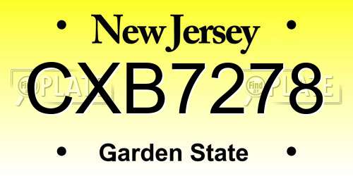 CXB7278 New Jersey License Plate