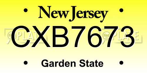 CXB7673 New Jersey License Plate
