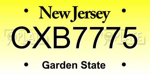 CXB7775 New Jersey License Plate