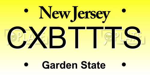 CXBTTTS New Jersey License Plate