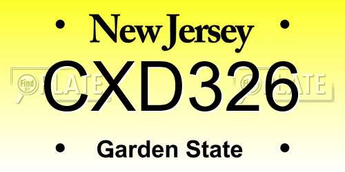 CXD326 New Jersey License Plate