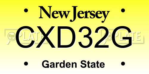 CXD32G New Jersey License Plate