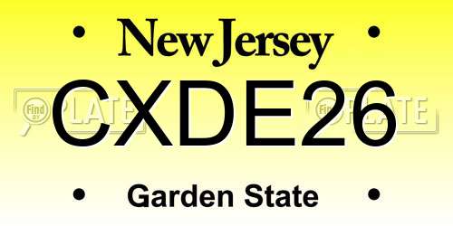 CXDE26 New Jersey License Plate