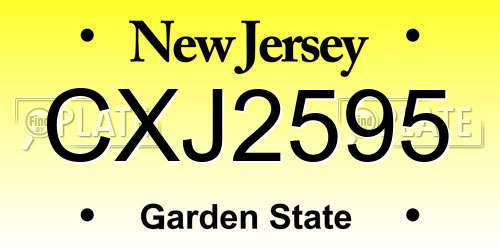 CXJ2595 New Jersey License Plate