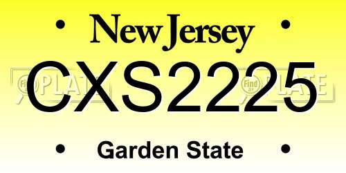 CXS2225 New Jersey License Plate