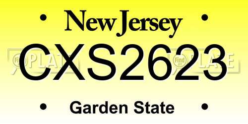 CXS2623 New Jersey License Plate