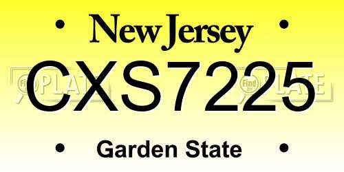 CXS7225 New Jersey License Plate