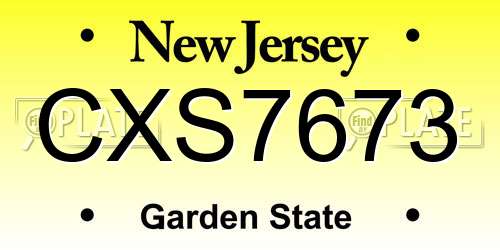 CXS7673 New Jersey License Plate