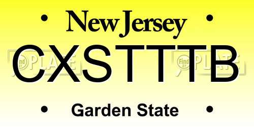 CXSTTTB New Jersey License Plate