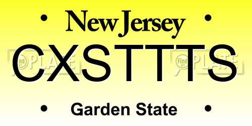CXSTTTS New Jersey License Plate