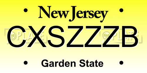 CXSZZZB New Jersey License Plate