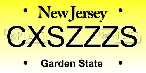 CXSZZZS New Jersey License Plate