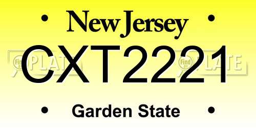 CXT2221 New Jersey License Plate