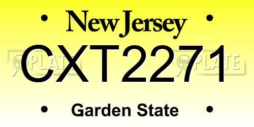 CXT2271 New Jersey License Plate