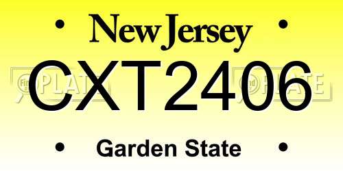 CXT2406 New Jersey License Plate