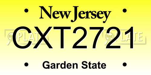 CXT2721 New Jersey License Plate