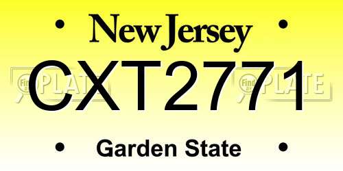 CXT2771 New Jersey License Plate