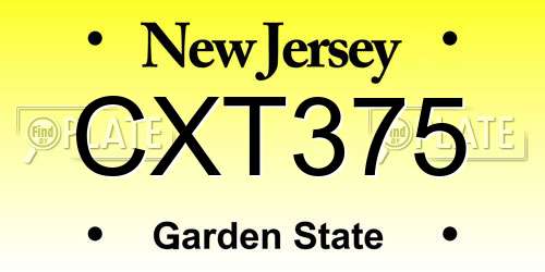 CXT375 New Jersey License Plate