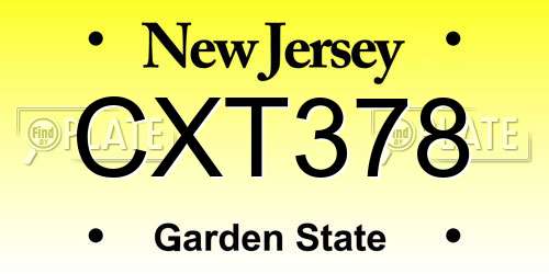 CXT378 New Jersey License Plate