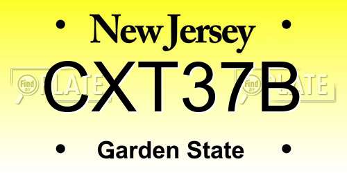 CXT37B New Jersey License Plate