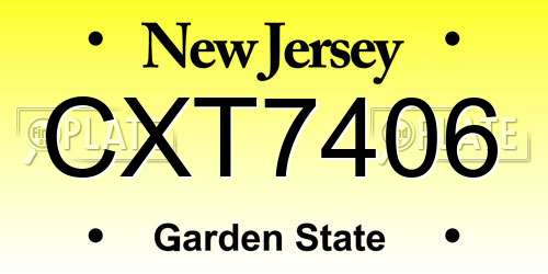 CXT7406 New Jersey License Plate