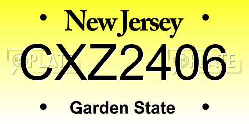 CXZ2406 New Jersey License Plate