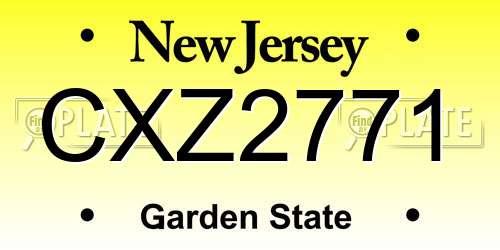 CXZ2771 New Jersey License Plate