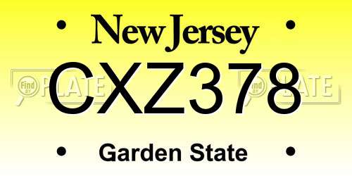 CXZ378 New Jersey License Plate