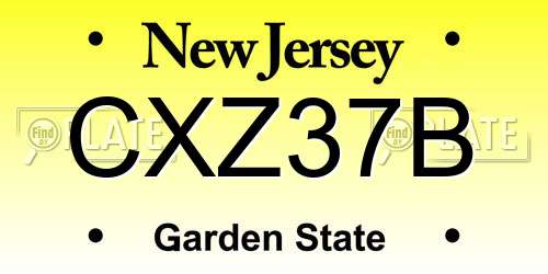 CXZ37B New Jersey License Plate