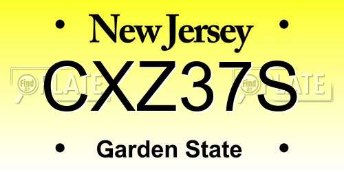 CXZ37S New Jersey License Plate