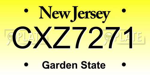 CXZ7271 New Jersey License Plate