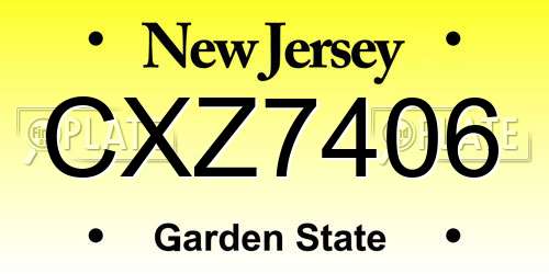 CXZ7406 New Jersey License Plate