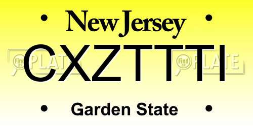 CXZTTTI New Jersey License Plate