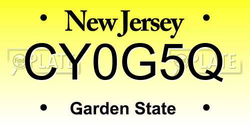 CY0G5Q New Jersey License Plate